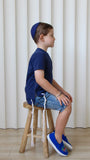 T-shirt Tsitsit Enfant : Bleu Marine Uni
