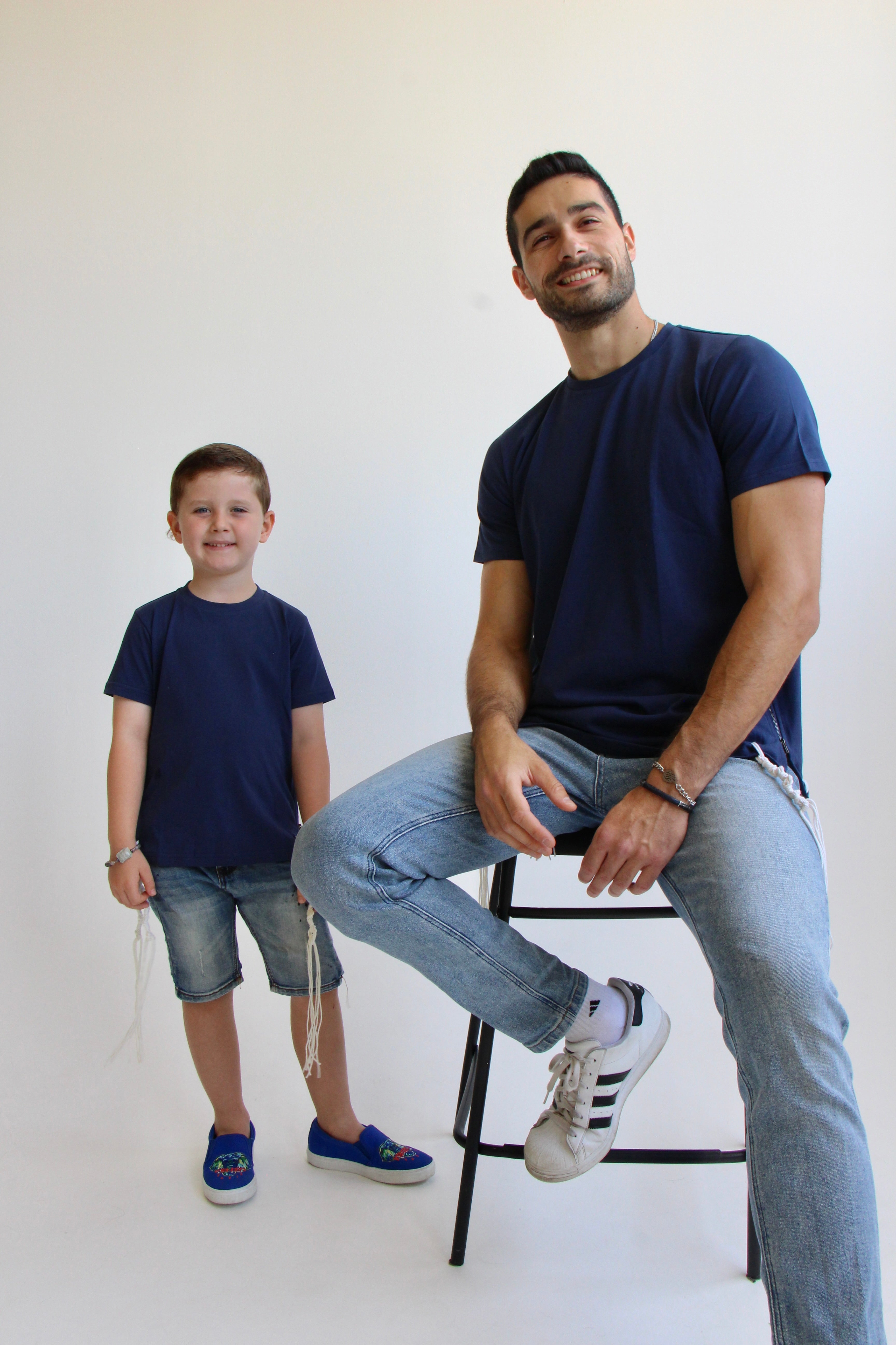 T-shirt Tsitsit Enfant : Bleu Marine Uni