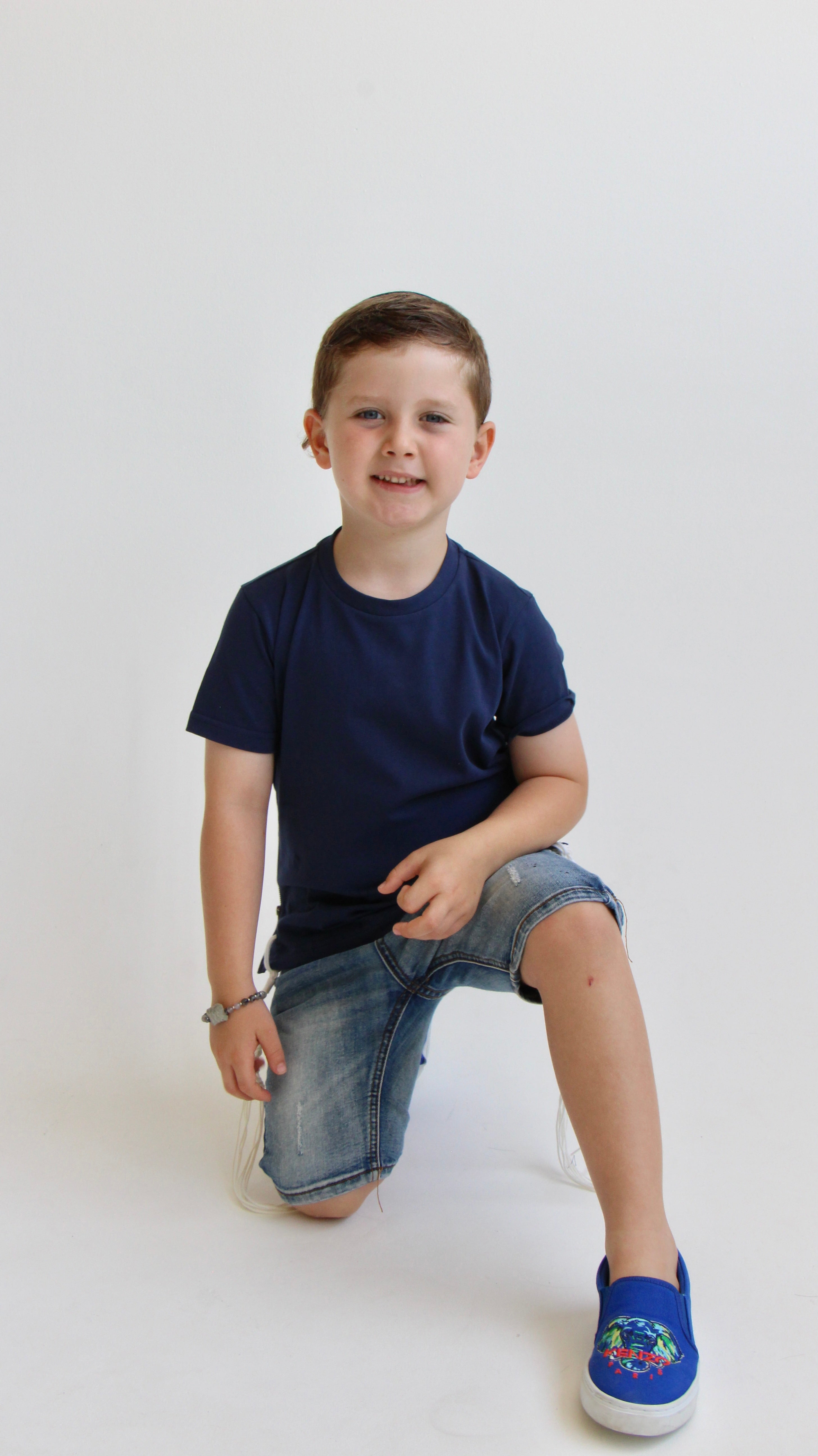 T-shirt Tsitsit Enfant : Bleu Marine Uni
