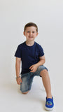 T-shirt Tsitsit Enfant : Bleu Marine Uni