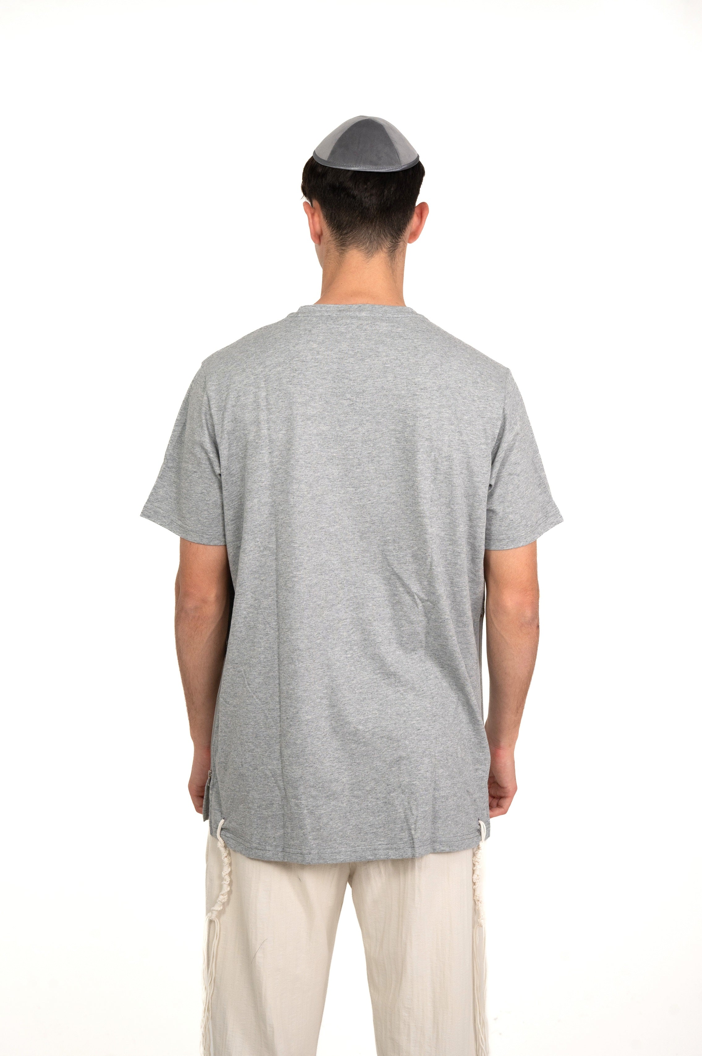 T-shirt Tsitsit : Gris chiné Uni