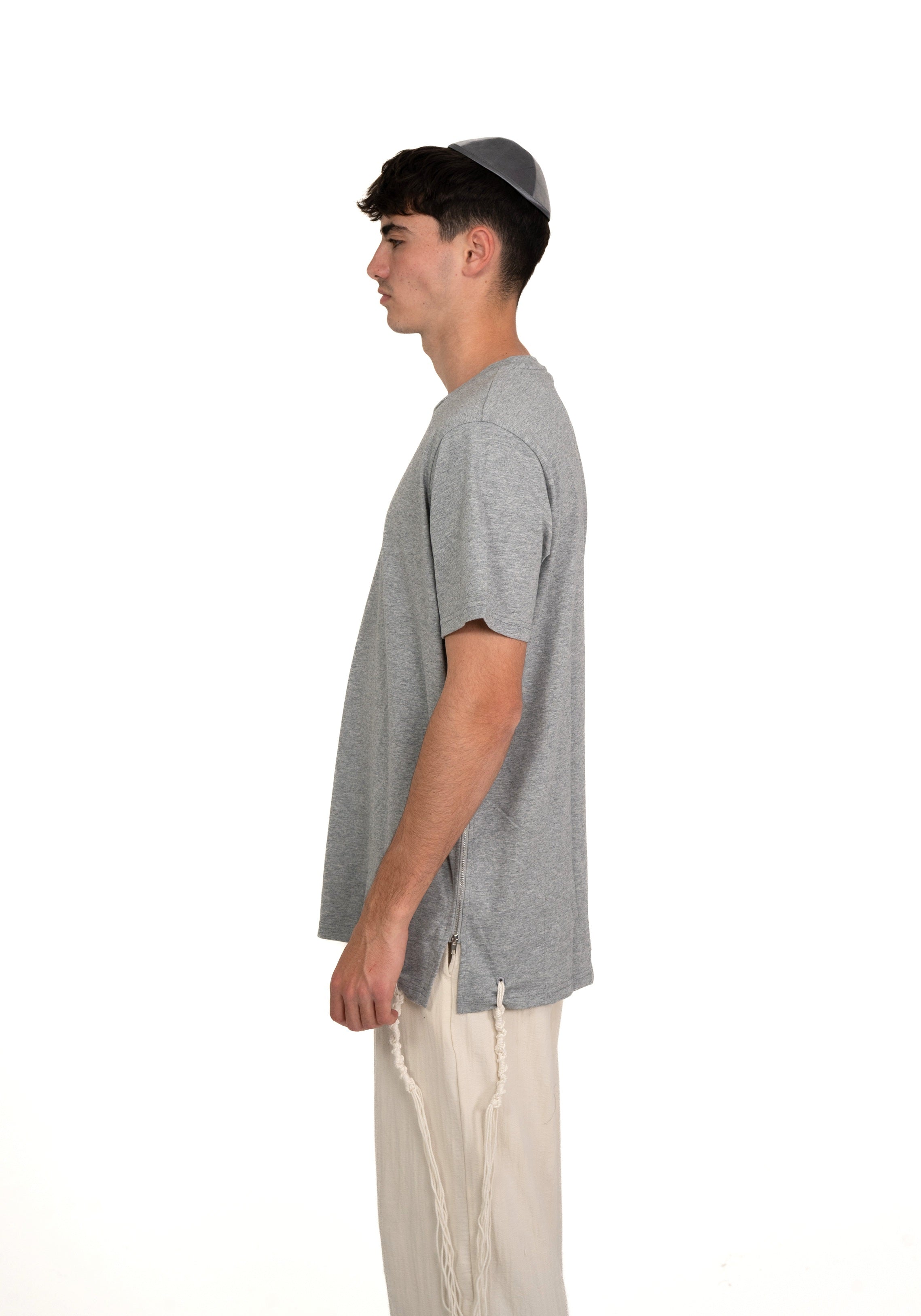 T-shirt Tsitsit : Gris chiné Uni