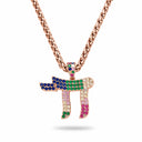 Collier Haï en plaqué or rose serti de zirconium teinte multicolore Eliorness bijou judaica moderne