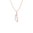 Collier Eretz Israël Fin or rose sur fond blanc
