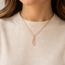 Collier Eretz Israël Fin or rose porté