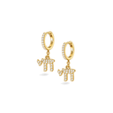 Boucles d'oreilles créoles Haï dorées sur fond blanc