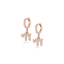 Boucles d'oreilles créoles Haï or rose sur fond blanc