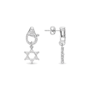 Boucles d'oreilles pendantes Maguen David argent 925 sur fond blanc