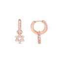 Boucles d'oreilles créoles Maguen David or rose sur fond blanc