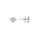 Boucles d'oreilles puces Œil argent 925 sur fond blanc