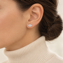 Boucles d'oreilles puces Œil argent 925 portées