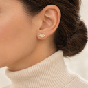 Boucles d'oreilles puces Œil dorées portées