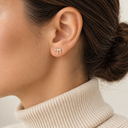Boucles d'oreilles puces Haï dorées portées