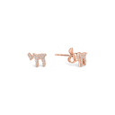 Boucles d'oreilles puces Haï or rose sur fond blanc