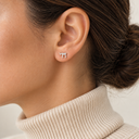 Boucles d'oreilles puces Haï or rose portées