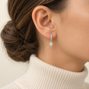 Boucles d'oreilles Créoles Hamsa argent 925 portées