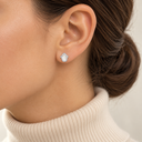 Boucles d'oreilles Puces Hamsa Nacre argent 925 portées