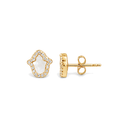 Boucles d'oreilles Puces Hamsa Nacre dorées