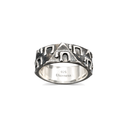 Bague Anneau Haï argent massif vieilli sur fond blanc