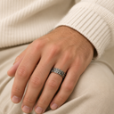 Bague Anneau Haï argent massif vieilli portée
