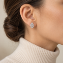 Boucles d'oreilles Puces Aech Cheli argent 925 portées