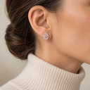Boucles d'oreilles Puces Aech Cheli or rose portées