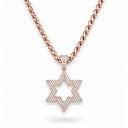 collier magen david or rose zirconium bijou judaica eliorness chaine acier rose etoile david femme