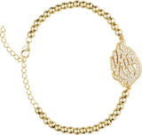 Bracelet boule doré fin et pendentif Aech cheli zirconiums
