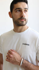 חולצת טי-שירט של Tsitsit: לבן להבה שחור