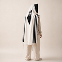Black Land of Israel Tallit with Leather Collar – Eliorness Signature