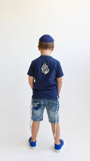 חולצת טריקו לילדים: כחול כהה להבה כחול כהה