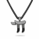 collier hai חי noir zirconium multicolore bijou judaica eliorness chaine noire