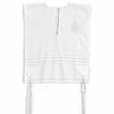 Tallit Katan Aech Cheli Adulte – Blanc, Rayures Blanches – Eliorness