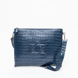 Set Pochette Teph/Tallit Croco bleu Maguen David