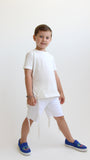 T-shirt Tsitsit Enfant : Blanc Flamme blanche