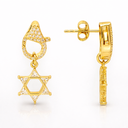 Boucles d’oreilles Maguen David Étoilée – Argent 925 plaqué or & zirconiums