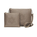 Set Tallit & Téfilines en cuir kaki gaufré – Maguen david