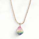 Aech Rainbow Rose Gold Necklace – Multicolored Pendant &amp; Rose Gold Steel Chain