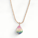 Aech Rainbow Rose Gold Necklace – Multicolored Pendant &amp; Rose Gold Steel Chain