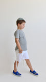 T-shirt Tsitsit Enfant : Gris Chiné Uni