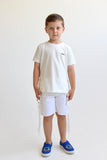 T-shirt Tsitsit Enfant : Blanc Flamme Noir