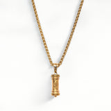 Gold Mezuzah Necklace – Aech Cheli Symbol & Petek Scroll