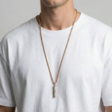 Rose gold Mezuzah necklace – Shin symbol &amp; white diamond