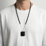Petek Original Necklace – Black Beads &amp; Exotic Leather Amulet