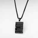 Collier Petek noir_Plaque gravee_chaine inox