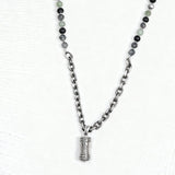 Sefer Khaki necklace – Gray pearls & Petek amulet