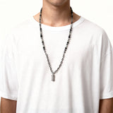 Sefer Khaki necklace – Gray pearls &amp; Petek amulet