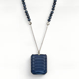 Sefer Navy Blue Necklace – Midnight Blue Beads & Petek Amulet