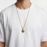 Aech Rainbow Rose Gold Necklace – Multicolored Pendant &amp; Rose Gold Steel Chain