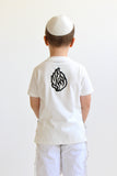 T-shirt Tsitsit Enfant : Blanc Flamme Noir